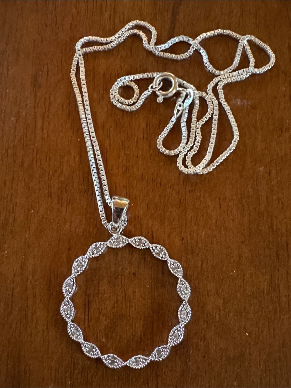 Silver Circle Pendant Necklace for Women - Silver